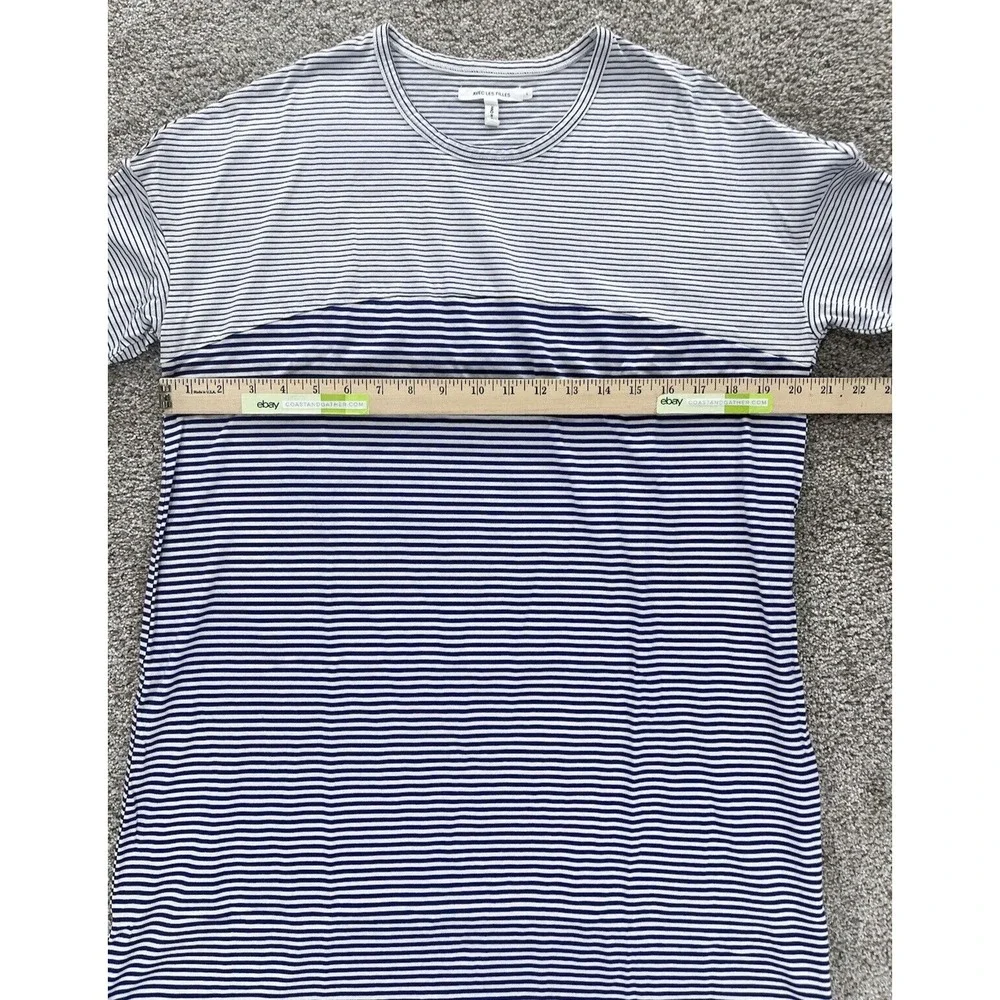 AVEC LES FILLES Joyce Azria Millennial Shirt Dress Womens L Blue Striped Minimal - Picture 7 of 9